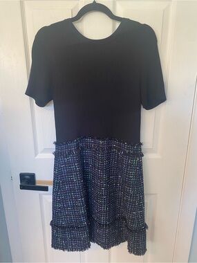 Ted Baker Black Ribbed Crewneck Knit Dress